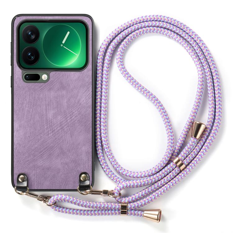 For Xiaomi 17 Pro Vintage Leather PC Back Cover Phone Case with Crossbody Strap