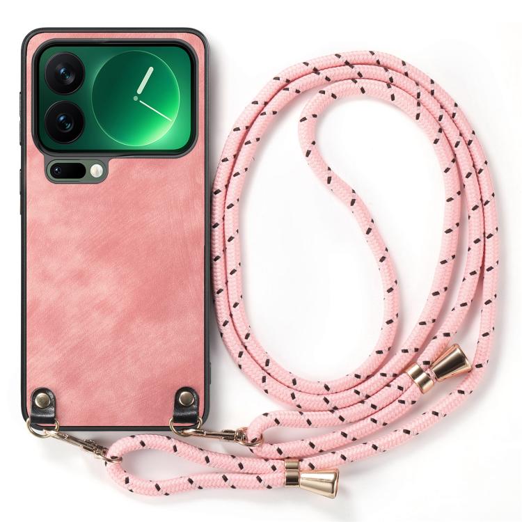 For Xiaomi 17 Pro Max Vintage Leather PC Back Cover Phone Case with Crossbody Strap