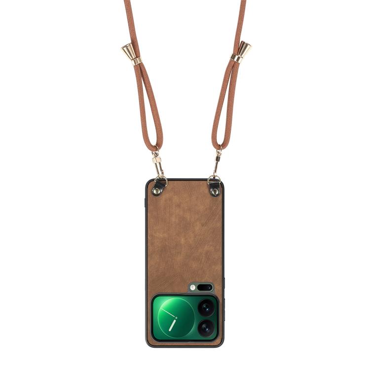 For Xiaomi 17 Pro Max Vintage Leather PC Back Cover Phone Case with Crossbody Strap