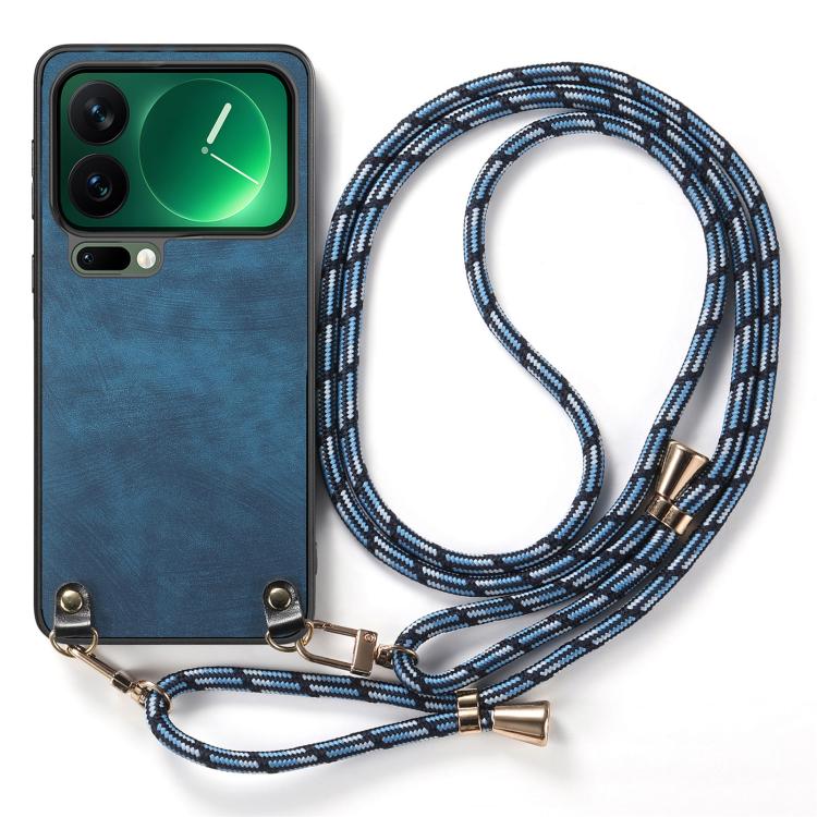For Xiaomi 17 Pro Max Vintage Leather PC Back Cover Phone Case with Crossbody Strap