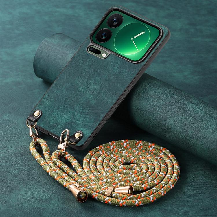 For Xiaomi 17 Pro Max Vintage Leather PC Back Cover Phone Case with Crossbody Strap