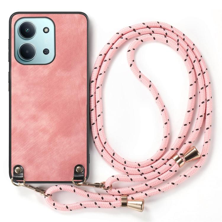 For Redmi 15C 5G / 4G Global 171mm Vintage Leather PC Back Cover Phone Case with Crossbody Strap