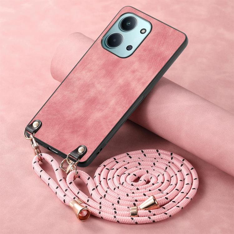For Redmi 15C 5G / 4G Global 171mm Vintage Leather PC Back Cover Phone Case with Crossbody Strap