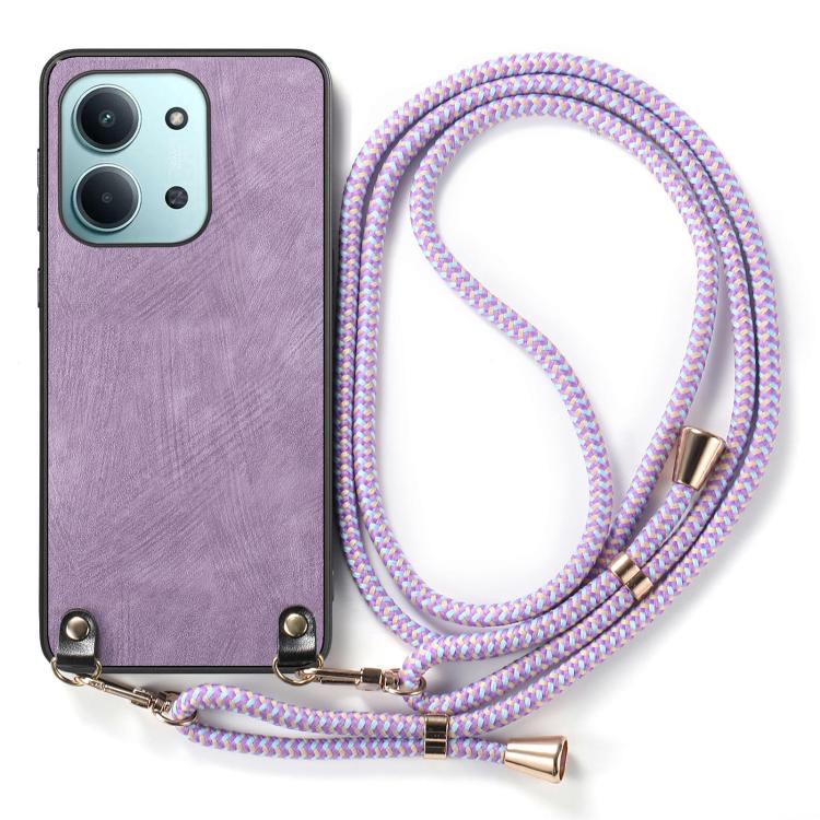 For Redmi 15C 5G / 4G Global 171mm Vintage Leather PC Back Cover Phone Case with Crossbody Strap