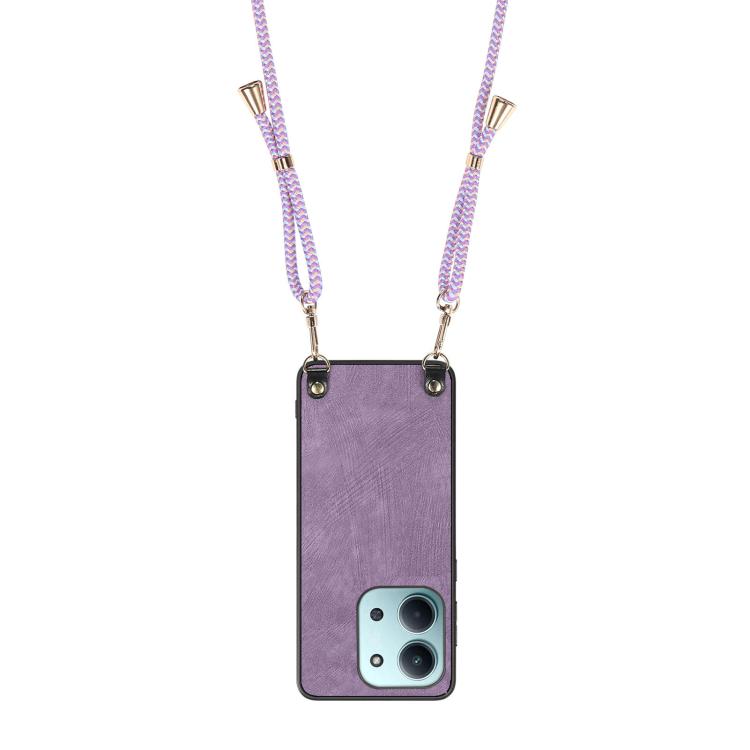 For Redmi 15C 5G / 4G Global 171mm Vintage Leather PC Back Cover Phone Case with Crossbody Strap