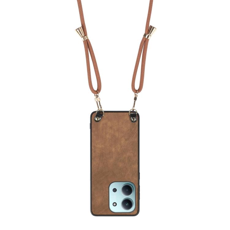 For Redmi 15C 5G / 4G Global 171mm Vintage Leather PC Back Cover Phone Case with Crossbody Strap