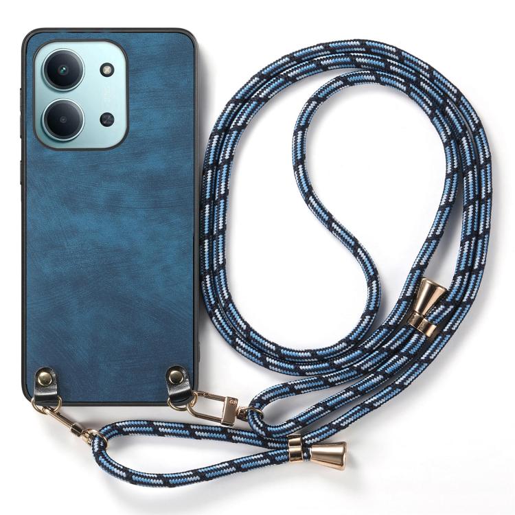 For Redmi 15C 5G / 4G Global 171mm Vintage Leather PC Back Cover Phone Case with Crossbody Strap