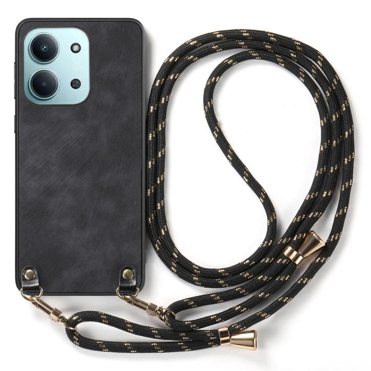 For Redmi 15C 5G / 4G Global 171mm Vintage Leather PC Back Cover Phone Case with Crossbody Strap
