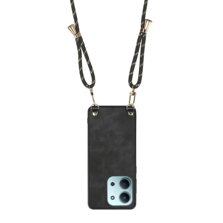 For Redmi 15C 5G / 4G Global 171mm Vintage Leather PC Back Cover Phone Case with Crossbody Strap