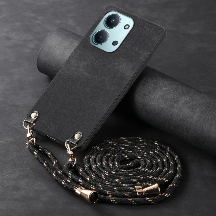 For Redmi 15C 5G / 4G Global 171mm Vintage Leather PC Back Cover Phone Case with Crossbody Strap