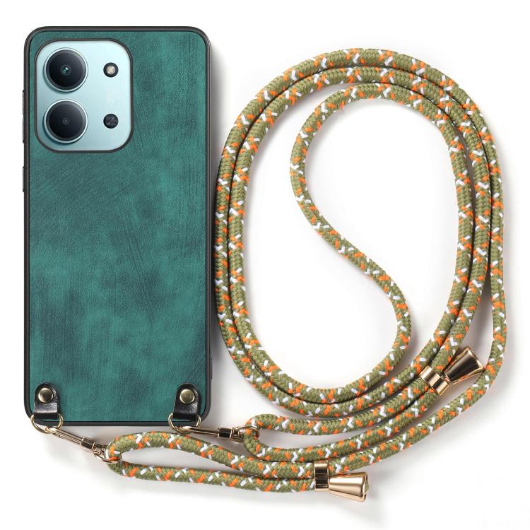 For Redmi 15C 5G / 4G Global 171mm Vintage Leather PC Back Cover Phone Case with Crossbody Strap