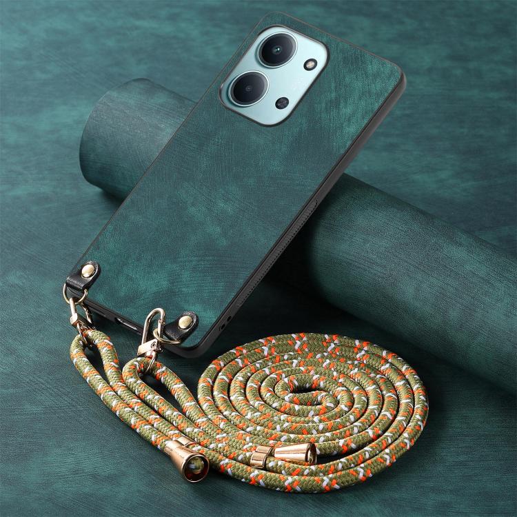 For Redmi 15C 5G / 4G Global 171mm Vintage Leather PC Back Cover Phone Case with Crossbody Strap