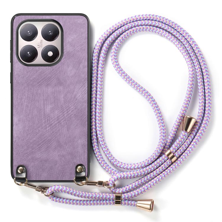 For Xiaomi 15T Vintage Leather PC Back Cover Phone Case with Crossbody Strap