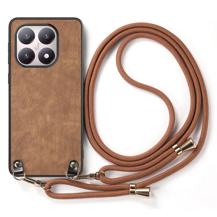 For Xiaomi 15T Vintage Leather PC Back Cover Phone Case with Crossbody Strap