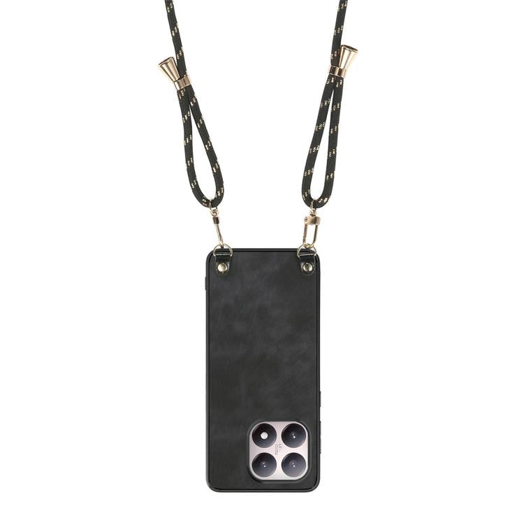 For Xiaomi 15T Vintage Leather PC Back Cover Phone Case with Crossbody Strap