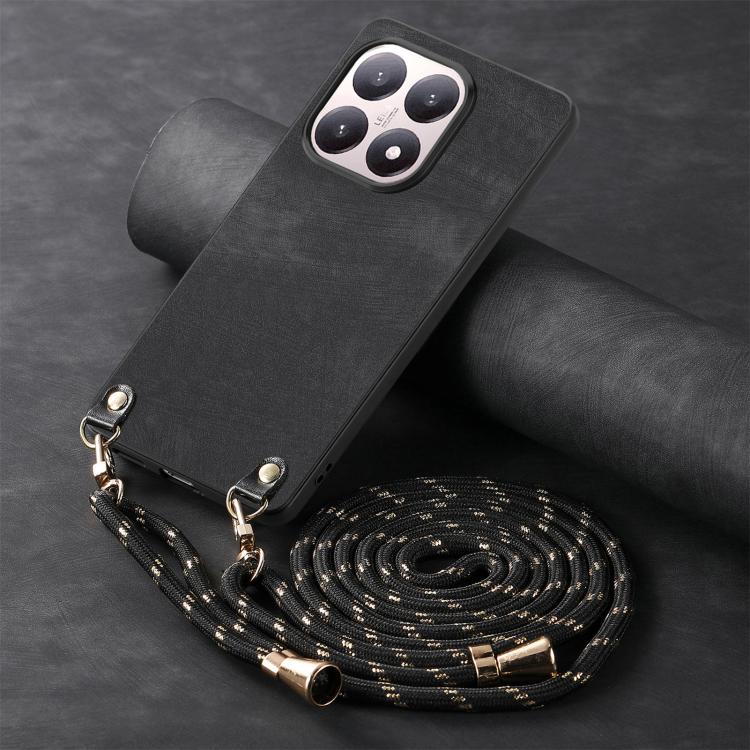 For Xiaomi 15T Vintage Leather PC Back Cover Phone Case with Crossbody Strap