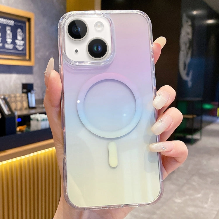 For iPhone 14 Gradient Transparent PC MagSafe Phone Case