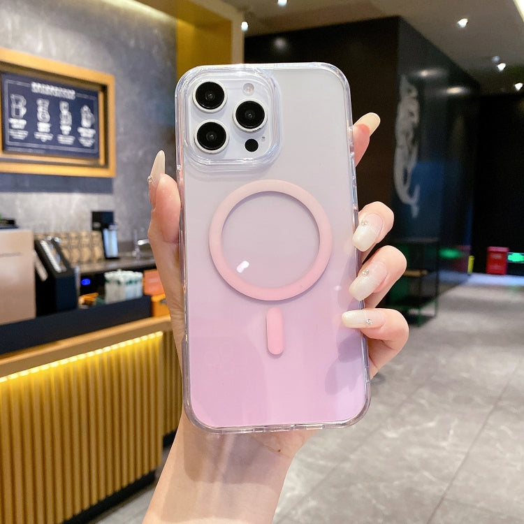 For iPhone 15 Pro Gradient Transparent PC MagSafe Phone Case