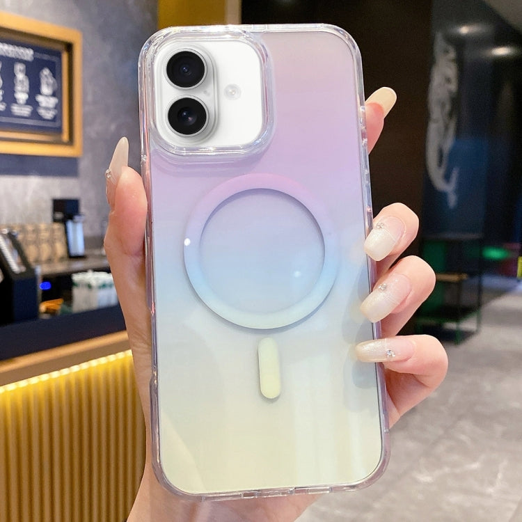 For iPhone 16 Gradient Transparent PC MagSafe Phone Case