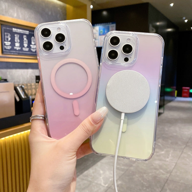 For iPhone 14 Pro  Max Gradient Transparent PC MagSafe Phone Case