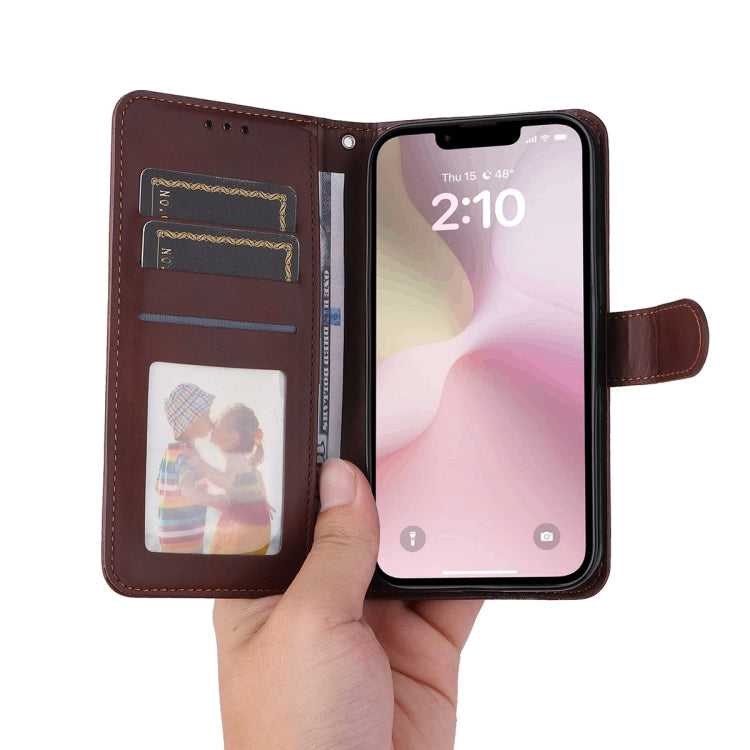 For iPhone 17e / 16e ENKAY Card Wallet Calf Texture Leather Phone Case with Screen Film