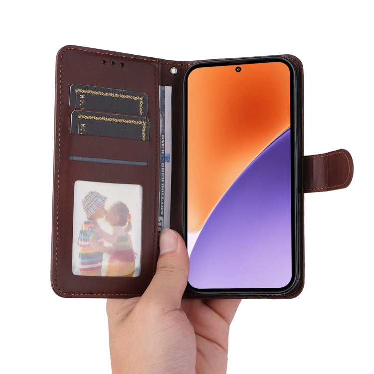 For Xiaomi 15 ENKAY Card Wallet Calf Texture Leather Phone Case with Screen Film