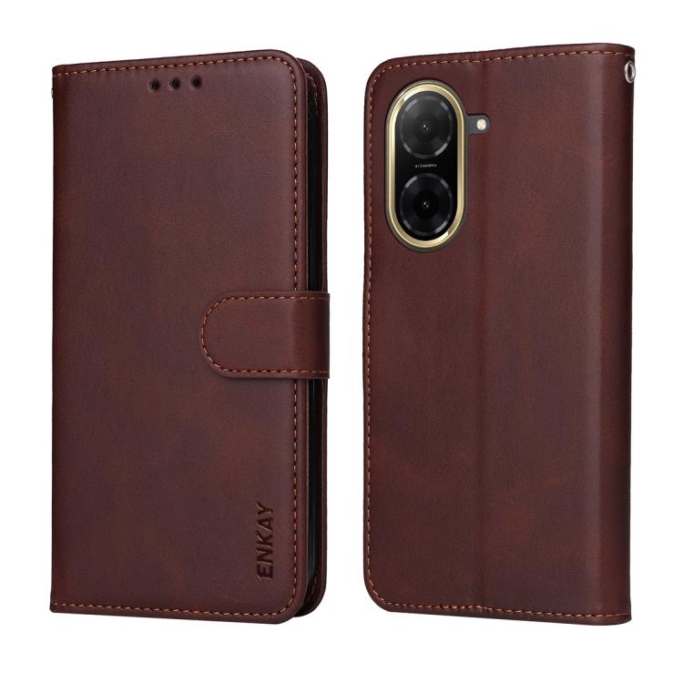 For Redmi A5 173mm ENKAY Card Wallet Calf Texture Leather Phone Case with Screen Film