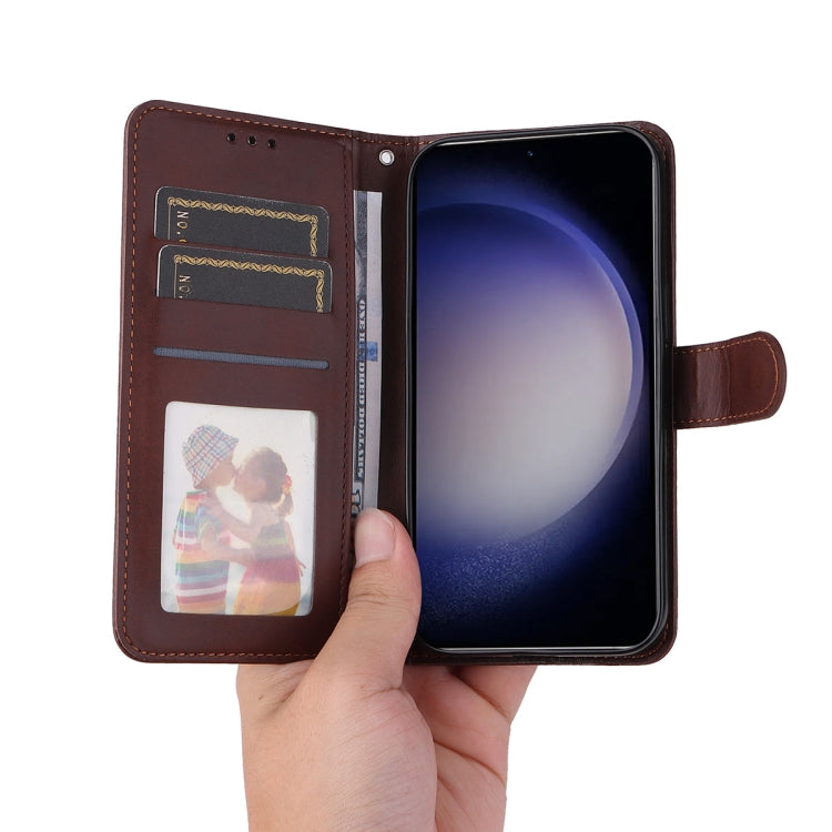For Galaxy S25 5G ENKAY Card Wallet Calf Texture Leather Phone Case with Screen Film