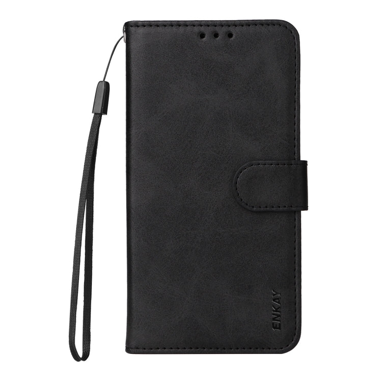 For Galaxy S25 5G ENKAY Card Wallet Calf Texture Leather Phone Case with Screen Film