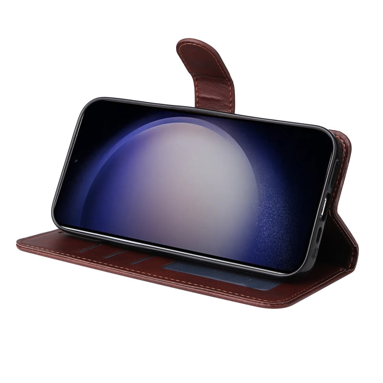 For Galaxy S25 5G ENKAY Card Wallet Calf Texture Leather Phone Case with Screen Film