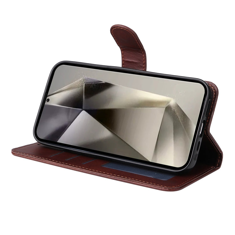 For Galaxy S25 Ultra 5G ENKAY Card Wallet Calf Texture Leather Phone Case with Screen Film