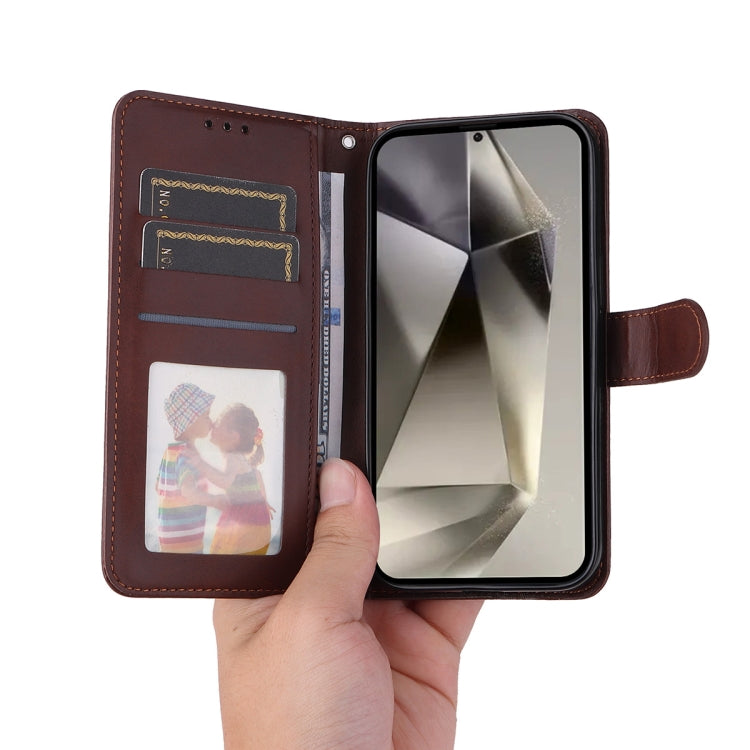 For Galaxy S24 Ultra 5G ENKAY Card Wallet Calf Texture Leather Phone Case with Screen Film