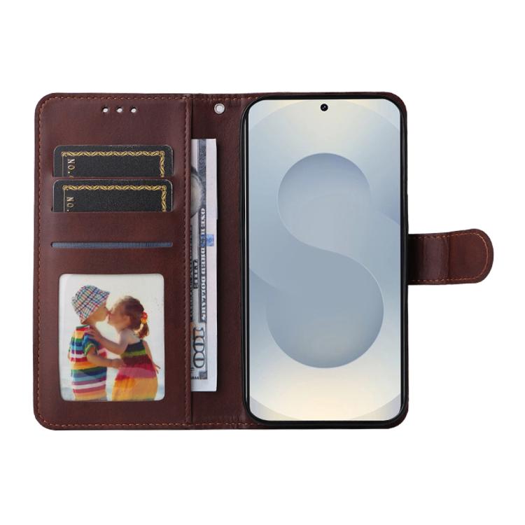 For Galaxy S25 Edge 5G ENKAY Card Wallet Calf Texture Leather Phone Case with Screen Film