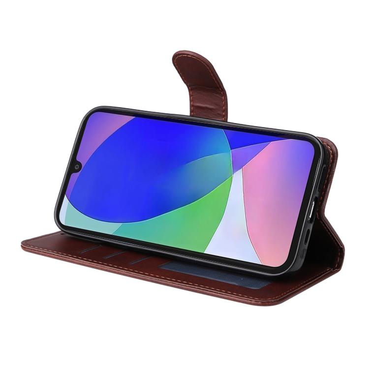 For Galaxy F16 / M16 ENKAY Card Wallet Calf Texture Leather Phone Case with Screen Film