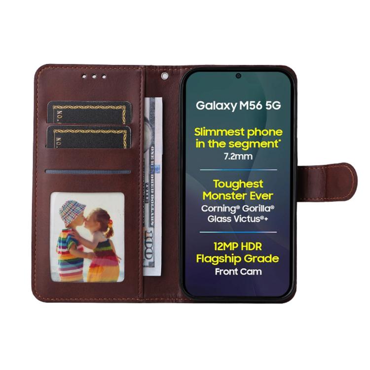 For Galaxy M56 ENKAY Card Wallet Calf Texture Leather Phone Case with Screen Film