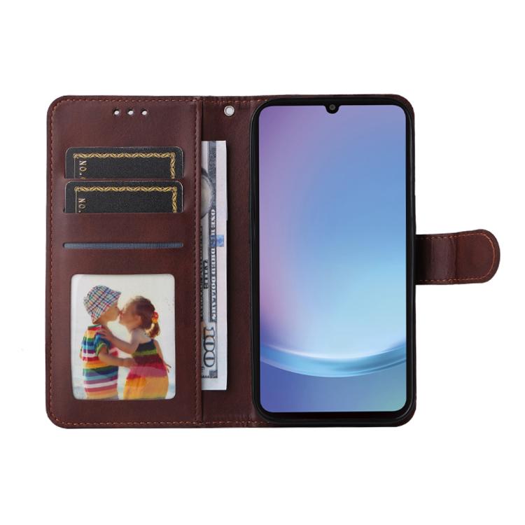 For Galaxy A07 ENKAY Card Wallet Calf Texture Leather Phone Case with Screen Film