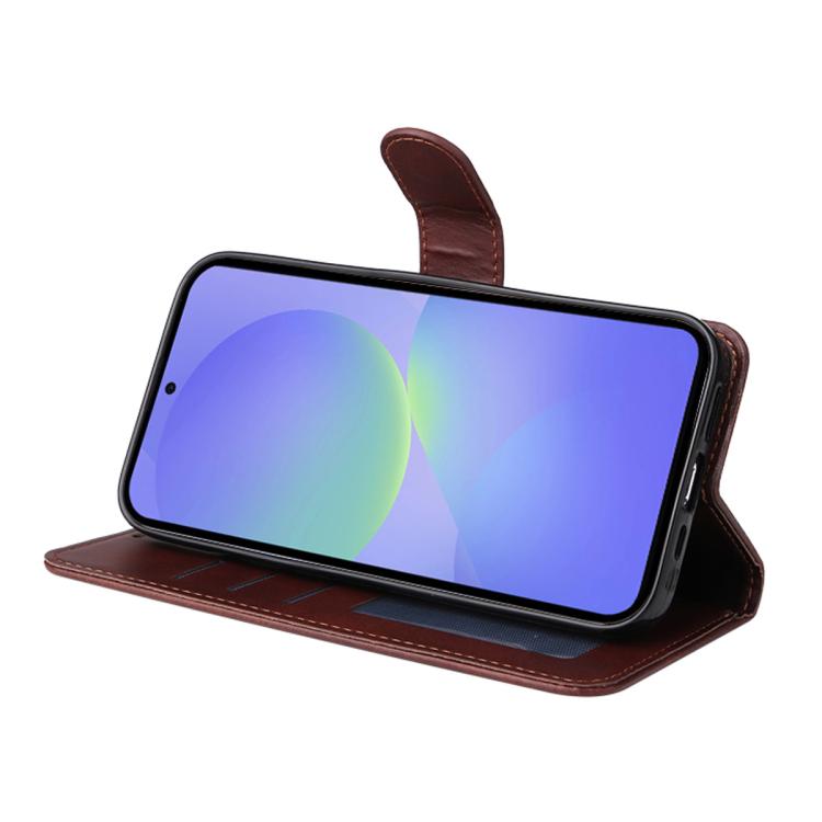 For Galaxy A37 5G ENKAY Card Wallet Calf Texture Leather Phone Case with Screen Film