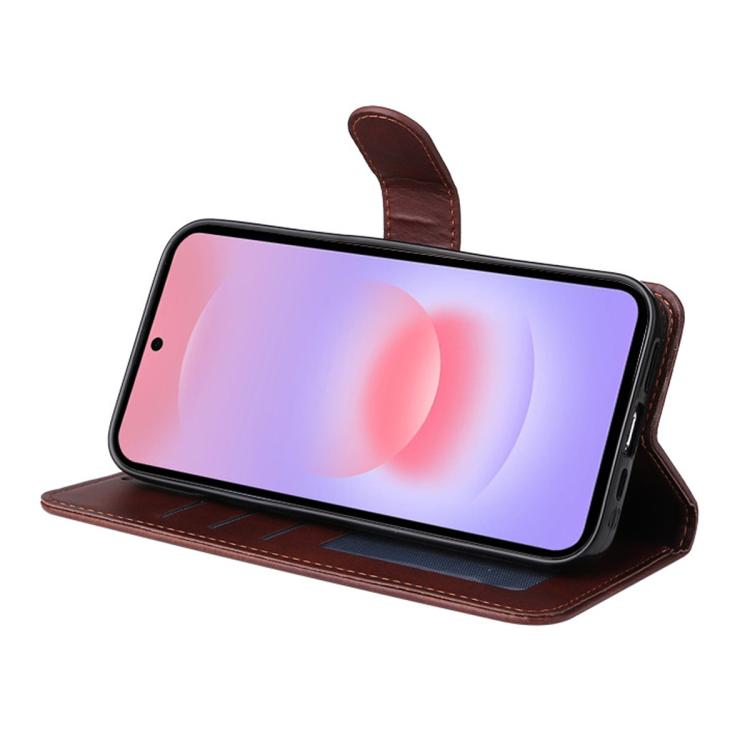 For Galaxy A27 5G ENKAY Card Wallet Calf Texture Leather Phone Case with Screen Film