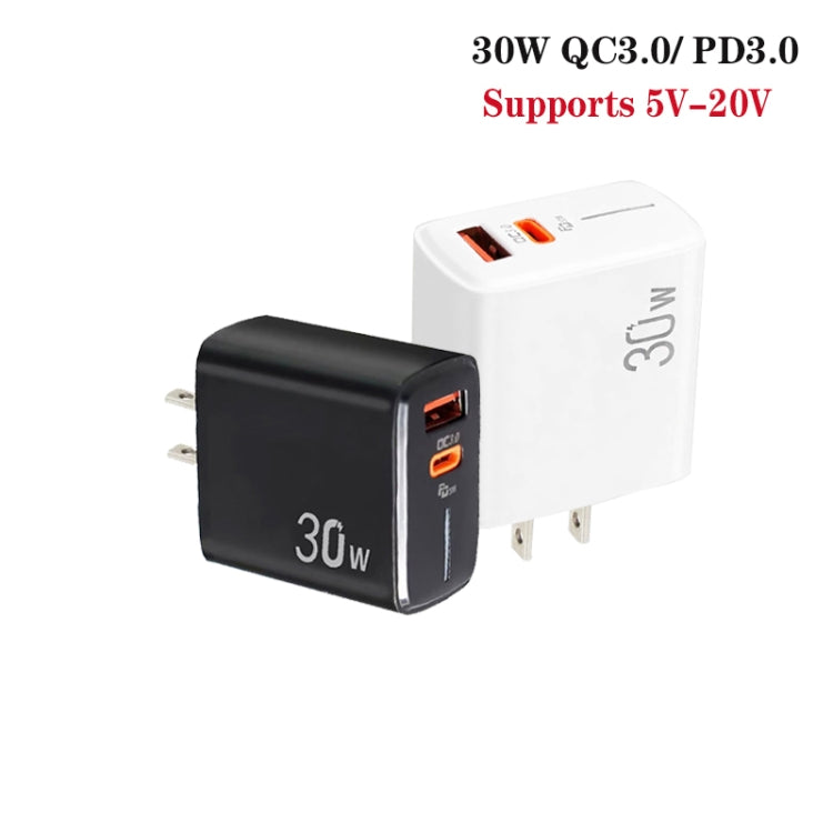 PD31 5V-20V 30W USB-C / Type-C + USB-A Multi Protocol Compatible Charger, US Plug
