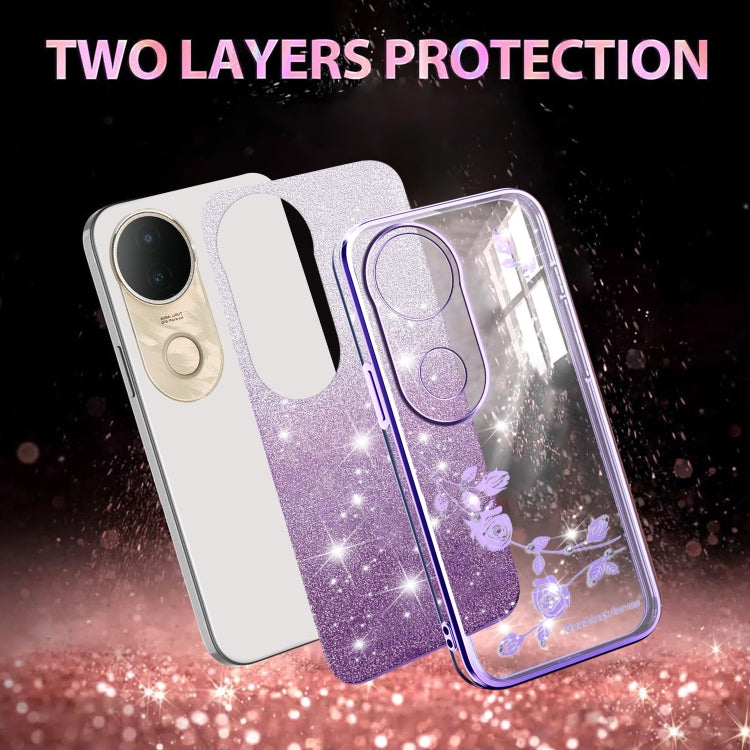 For vivo S20 Gradient Glitter Flower All-inclusive Phone Case