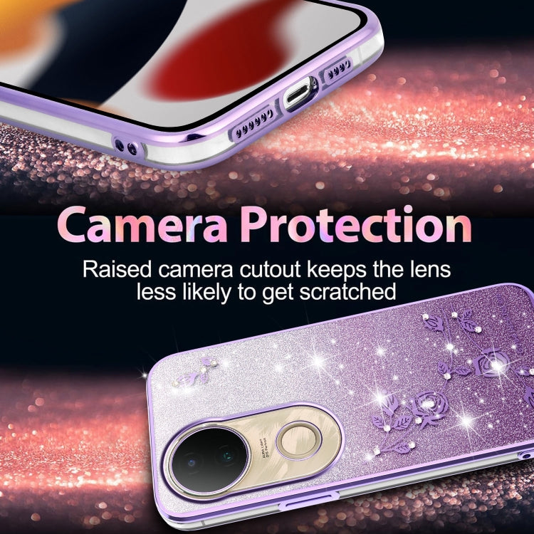 For vivo S20 Gradient Glitter Flower All-inclusive Phone Case