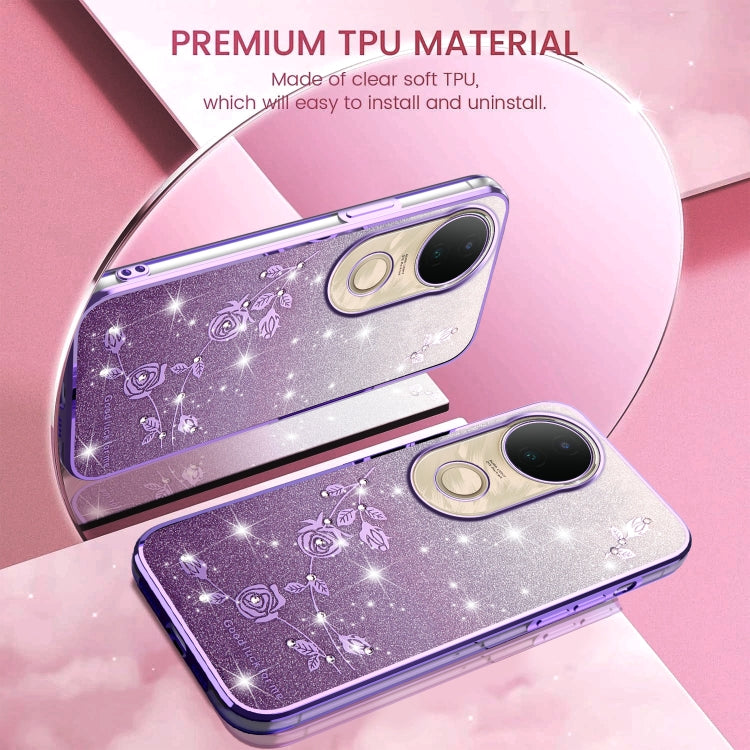 For vivo S20 Gradient Glitter Flower All-inclusive Phone Case
