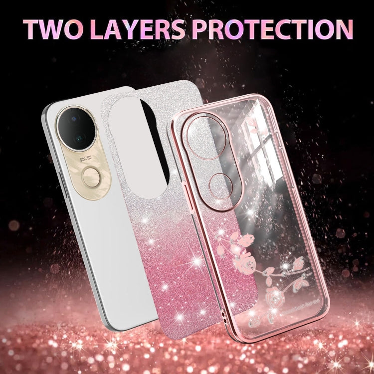 For vivo S20 Gradient Glitter Flower All-inclusive Phone Case