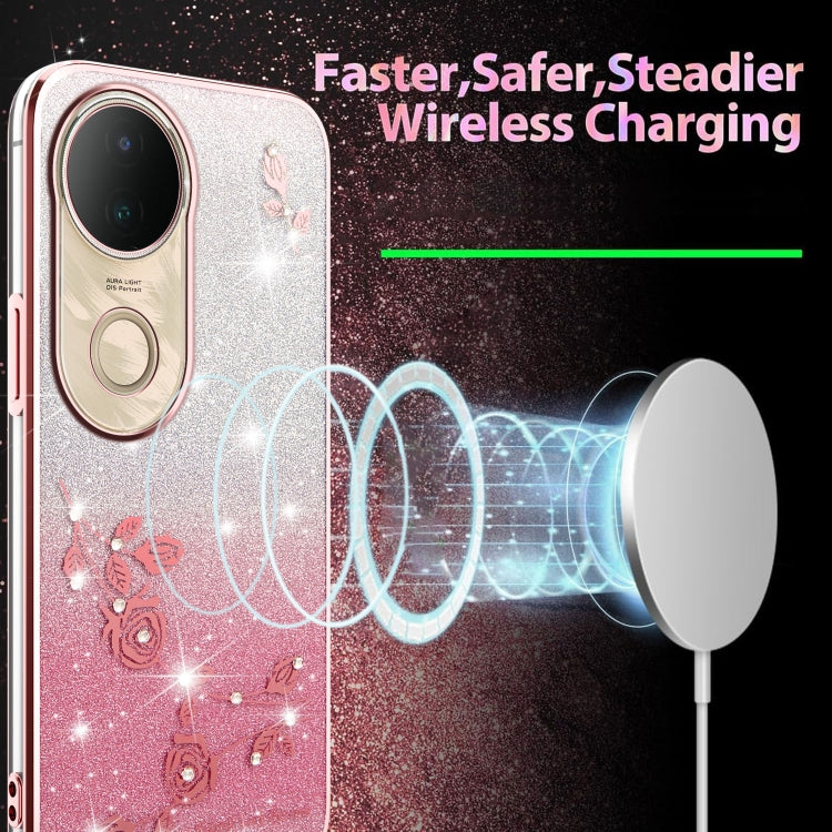 For vivo S20 Gradient Glitter Flower All-inclusive Phone Case