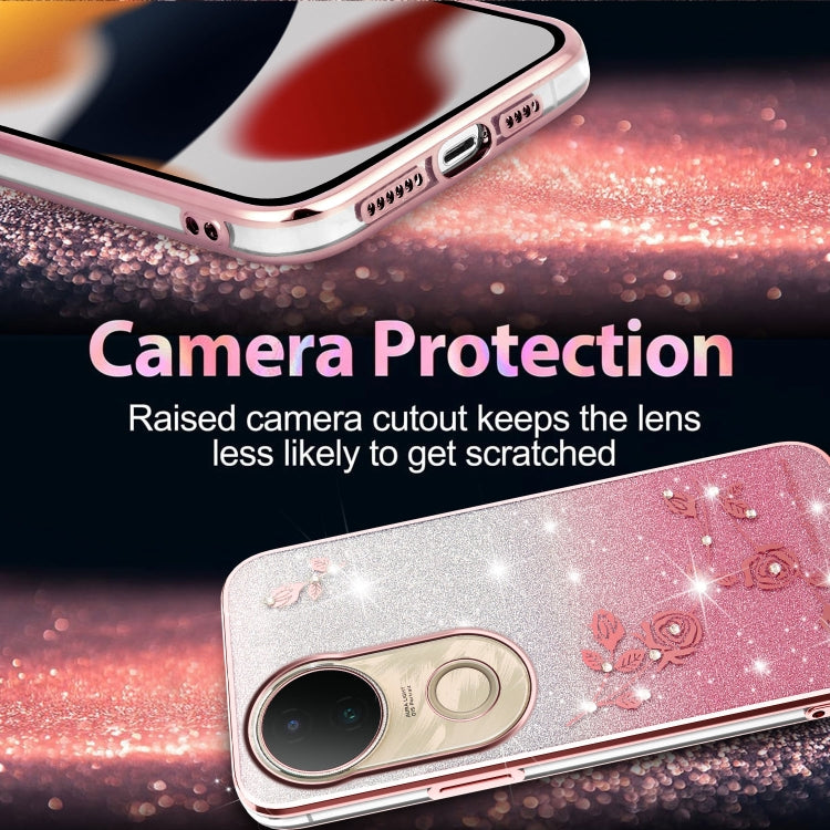 For vivo S20 Gradient Glitter Flower All-inclusive Phone Case