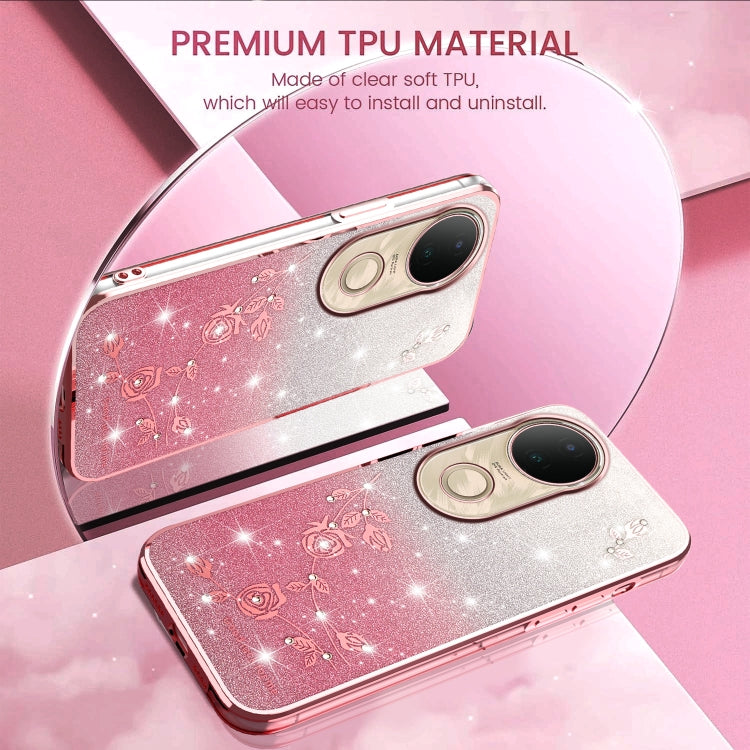 For vivo S20 Gradient Glitter Flower All-inclusive Phone Case