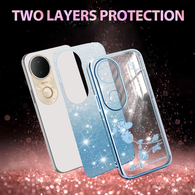 For vivo S20 Gradient Glitter Flower All-inclusive Phone Case
