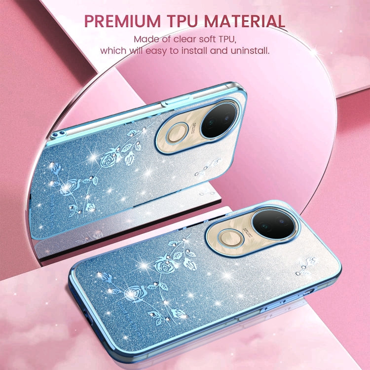 For vivo S20 Gradient Glitter Flower All-inclusive Phone Case
