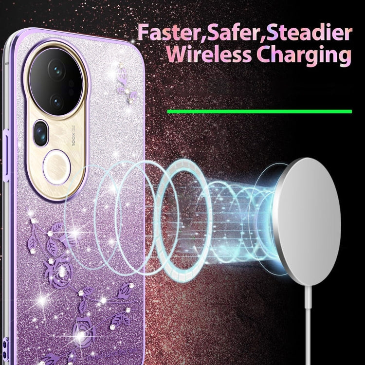 For vivo S20 Pro Gradient Glitter Flower All-inclusive Phone Case