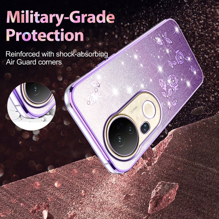 For vivo S20 Pro Gradient Glitter Flower All-inclusive Phone Case